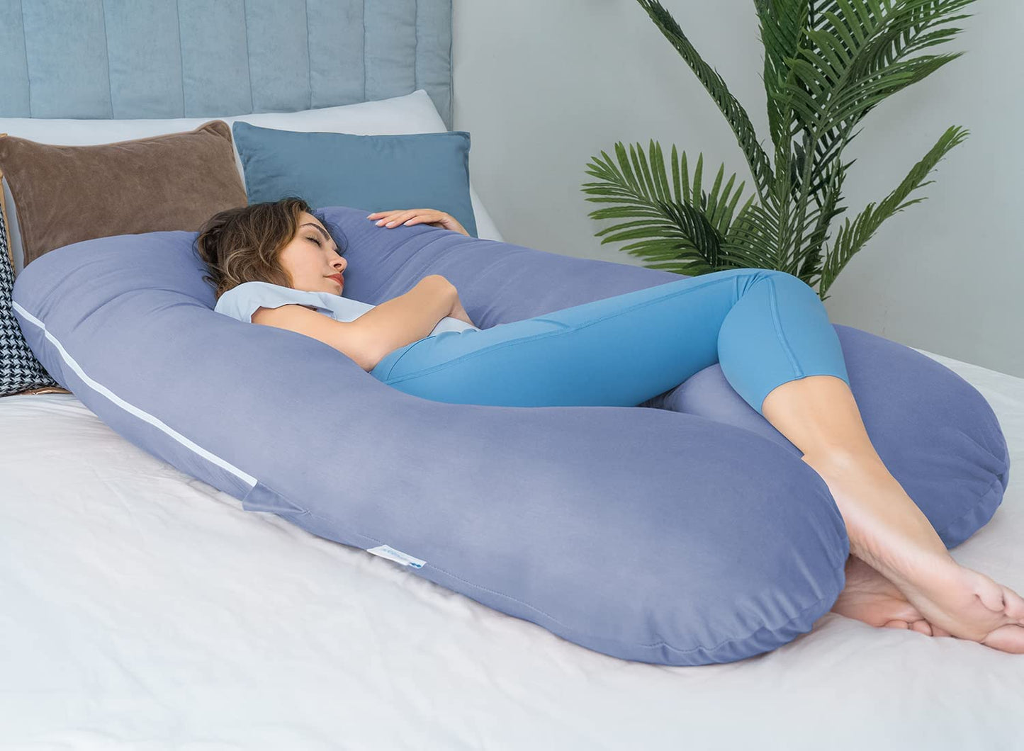 Maternity Pillow | Full Body Support Pillow With Inner - Ball Fiber Filled | U-Shaped - Fine Quality