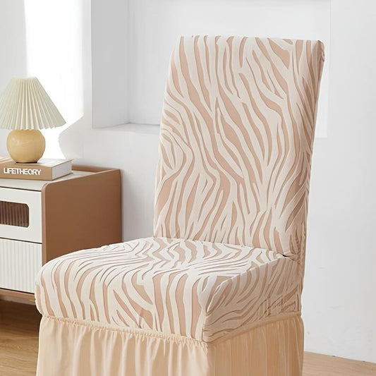 Zebra Velvet  Dining Chair Cover  With Skirt