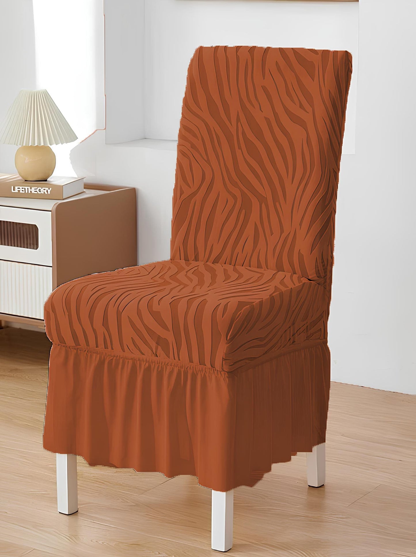 Zebra Velvet  Dining Chair Cover  With Skirt