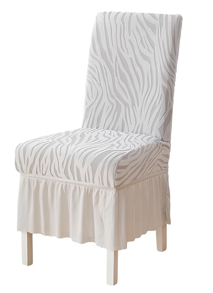 Zebra Velvet  Dining Chair Cover  With Skirt