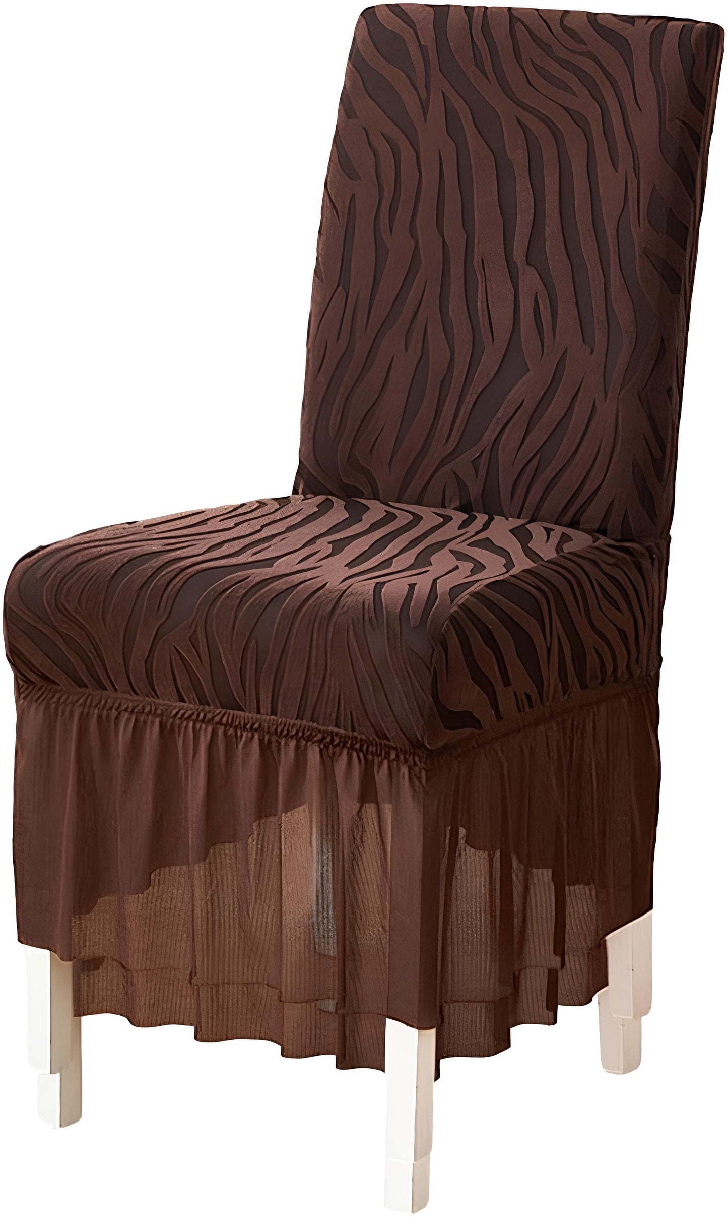 Zebra Velvet  Dining Chair Cover  With Skirt