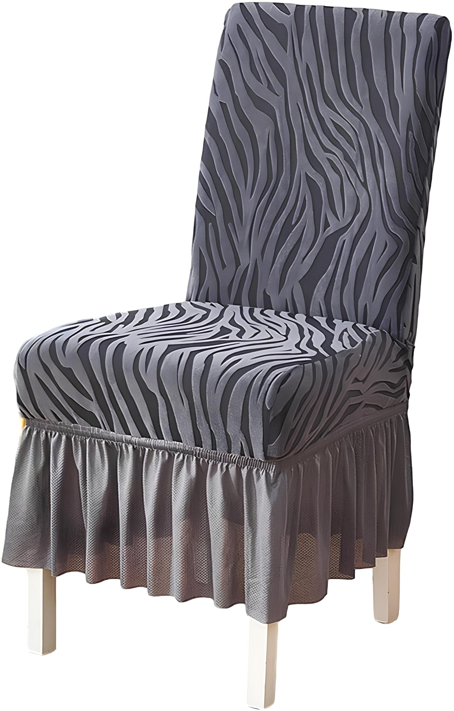 Zebra Velvet  Dining Chair Cover  With Skirt