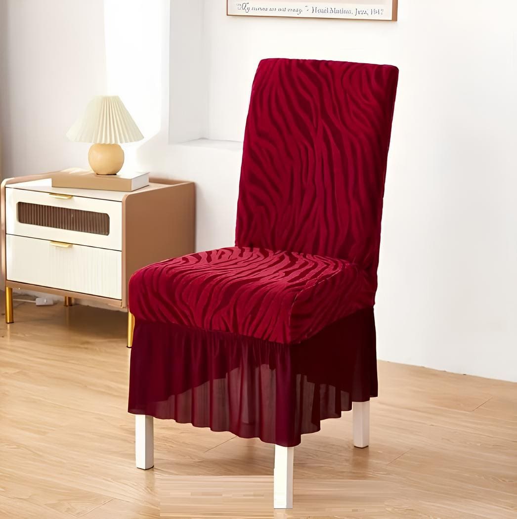 Zebra Velvet  Dining Chair Cover  With Skirt