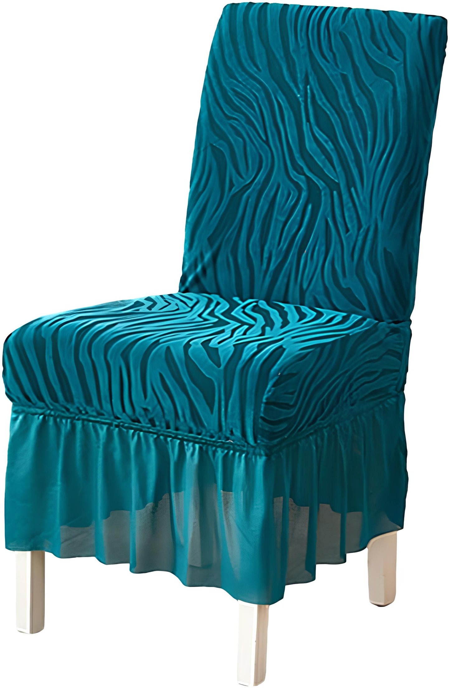 Zebra Velvet  Dining Chair Cover  With Skirt