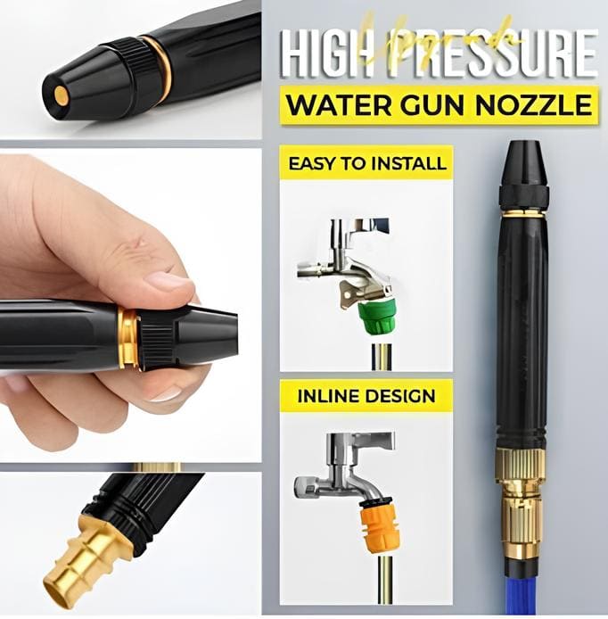 Multi-Purpose Brass Water Pipe Jet Spray Pressure Nozzle For Cleaning Washing Cars (3-Settings)