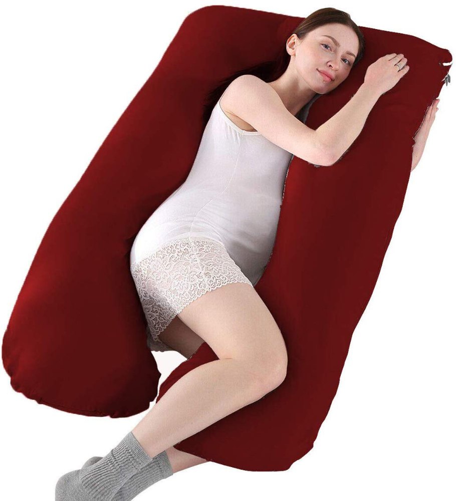 Maternity Pillow | Full Body Support Pillow With Inner - Ball Fiber Filled | U-Shaped - Fine Quality