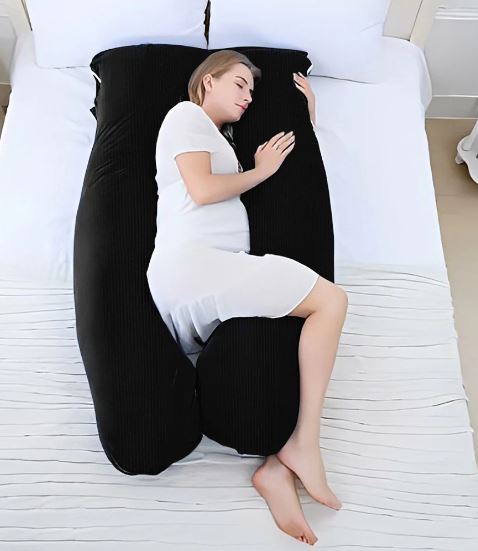 Maternity Pillow | Full Body Support Pillow With Inner - Ball Fiber Filled | U-Shaped - Fine Quality